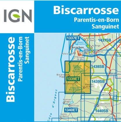 Carte top 25 ndeg 1339 et lacs de biscarosse sanguinet parentis ign carte pliee ign 775470